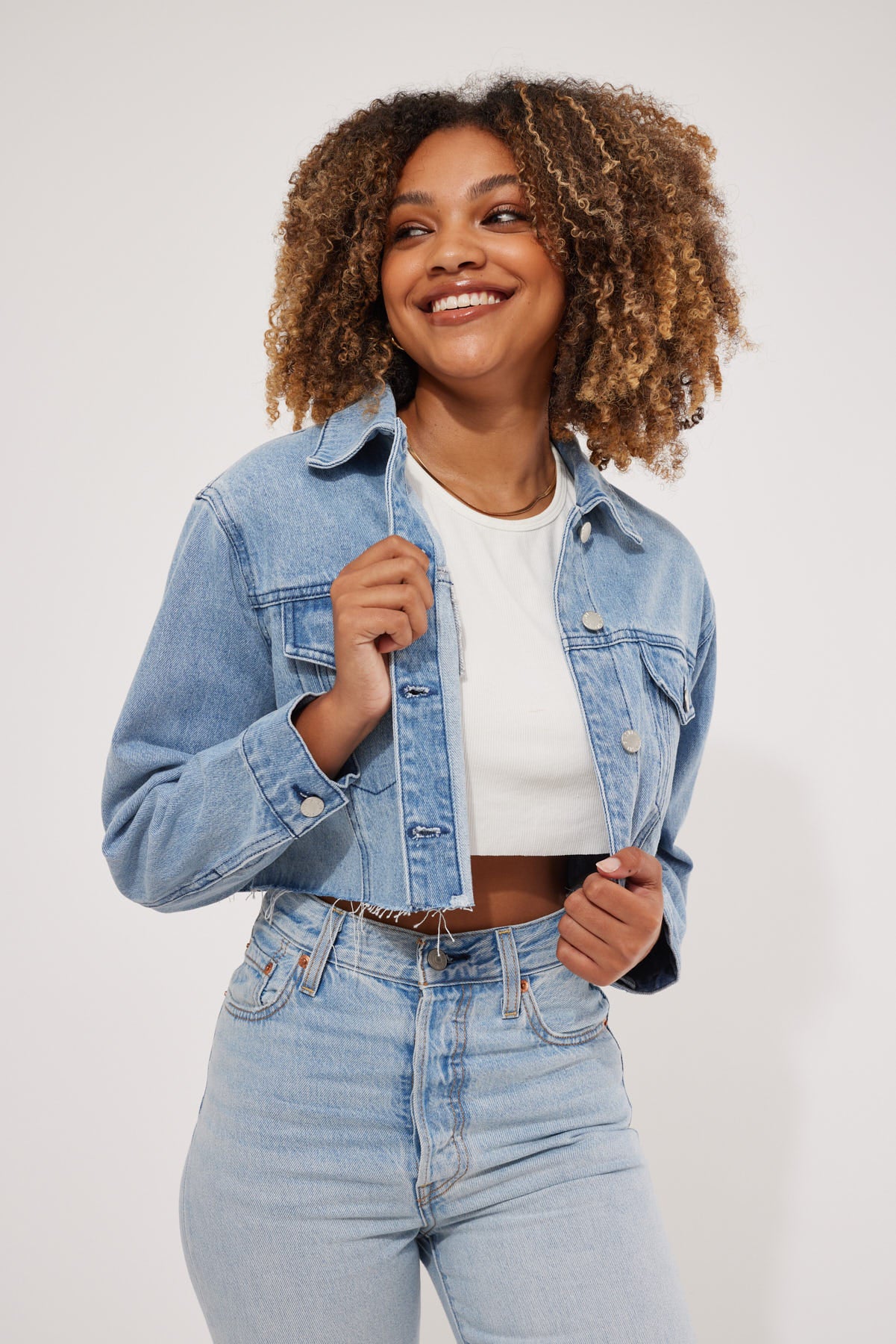 Luck & Trouble Cropped Denim Jacket Washed Blue – Universal Store