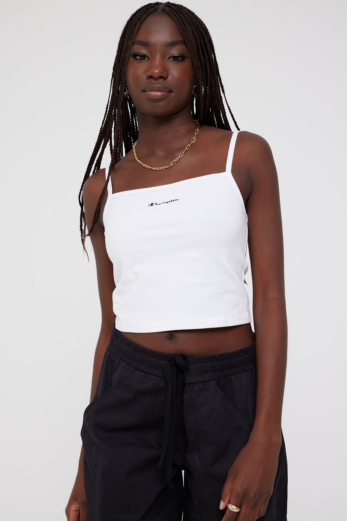 Champion Heavyweight Jersey Varsity Crop Cami White