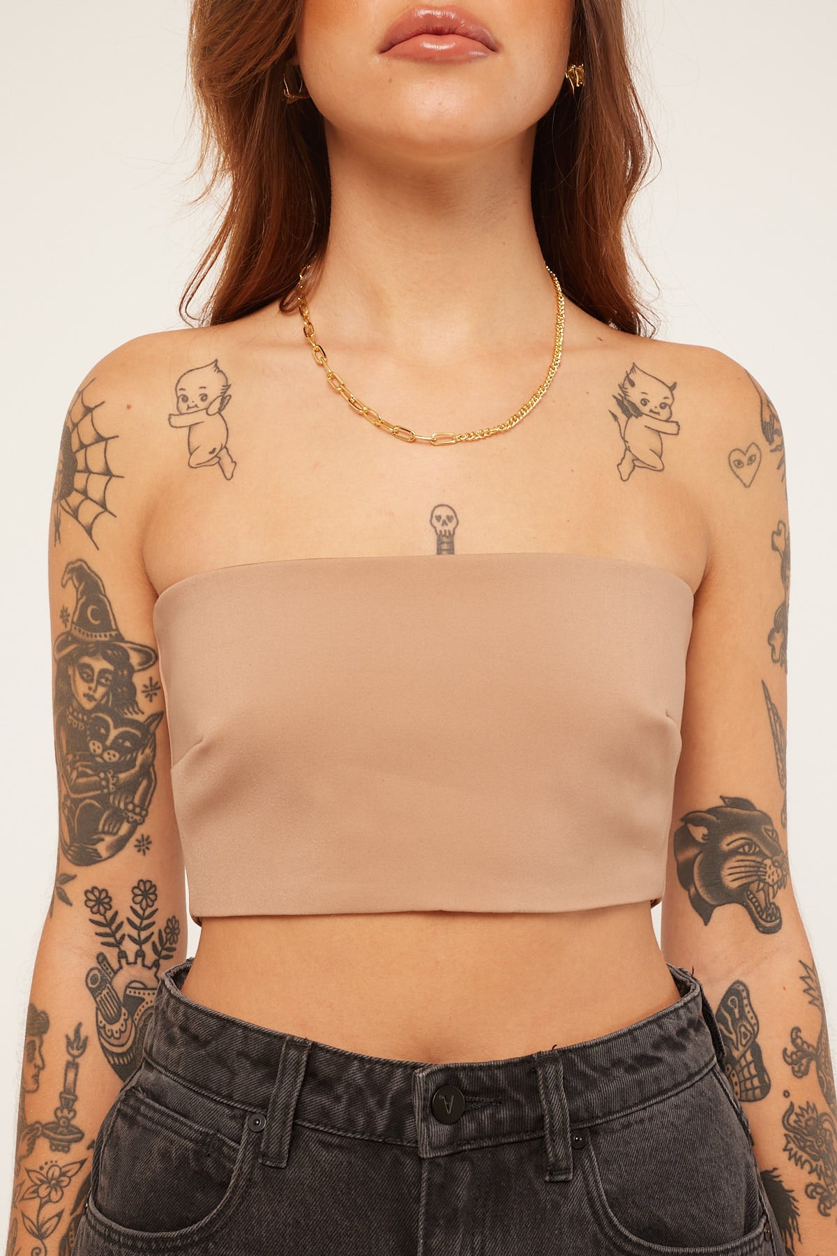 Perfect Stranger Be Cool Strapless Top Taupe