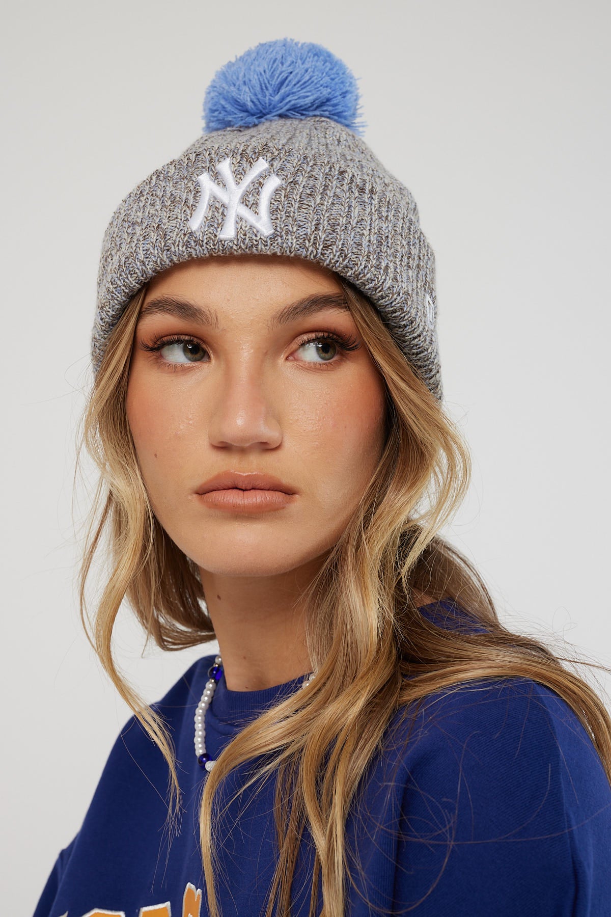 New Era Speckle Knit NY Beanie Stone Blue Brown