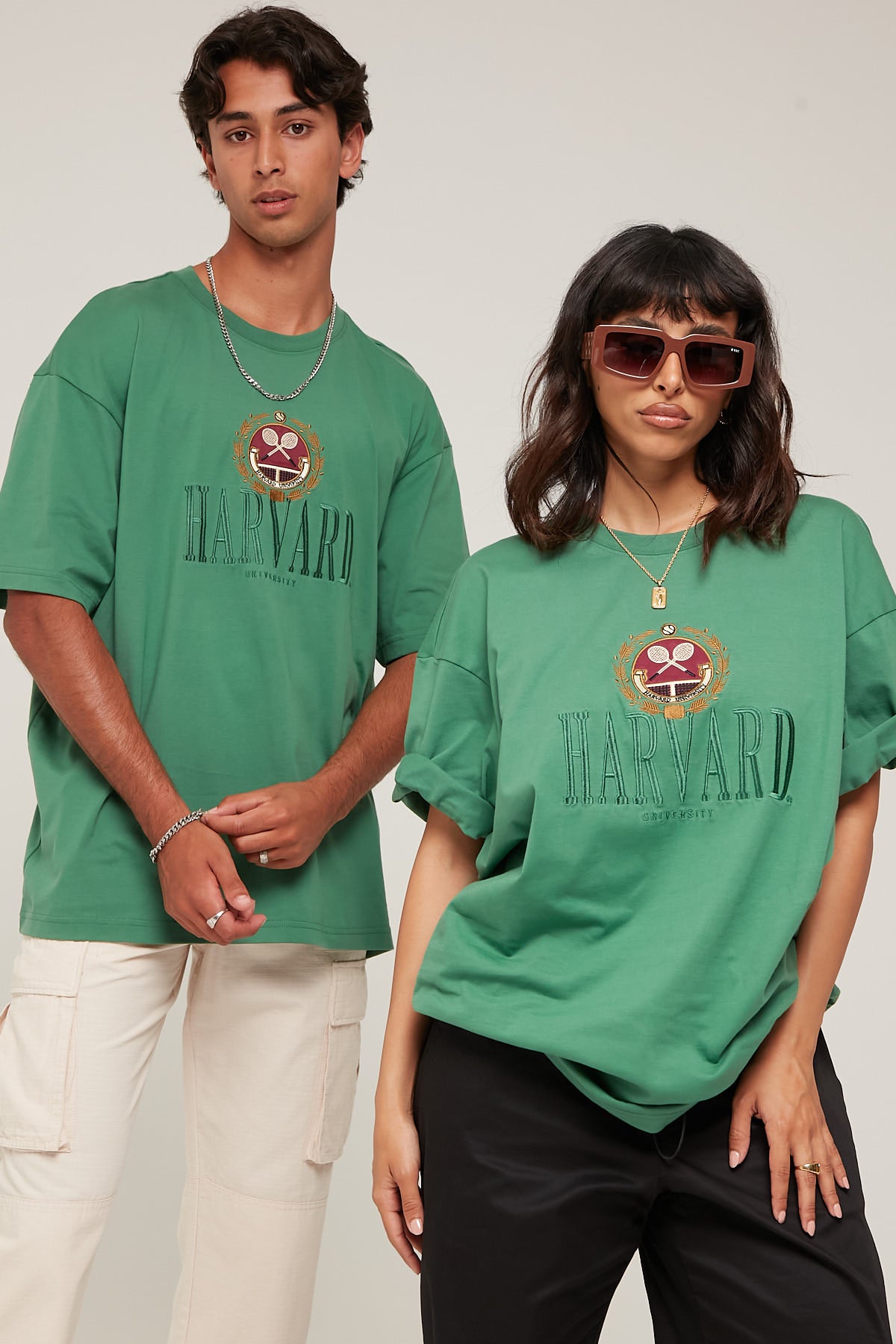 Tne Harvard Tonal Club Stack Logo Tee Court Green