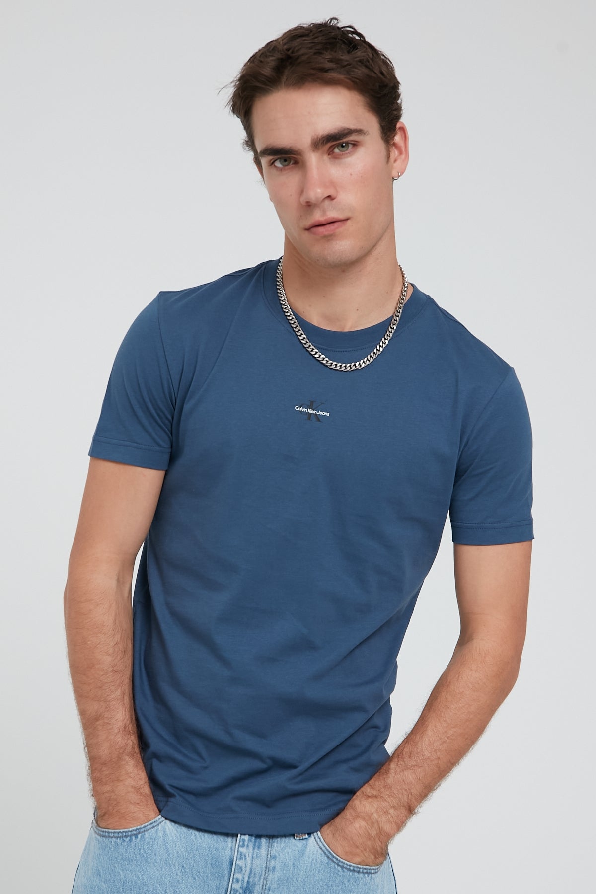 Calvin Klein Micro Monologo Tee Aegean Sea