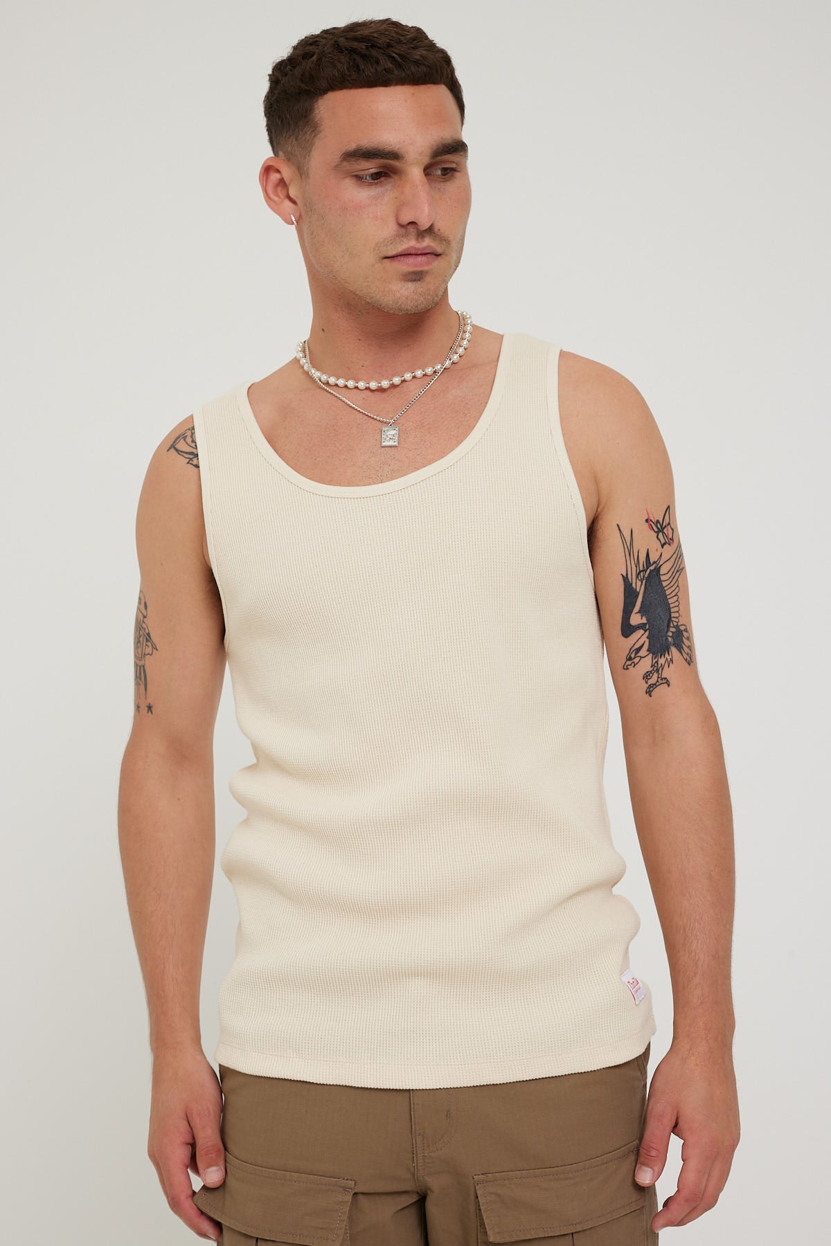 Thrills Waffle Singlet Unbleached