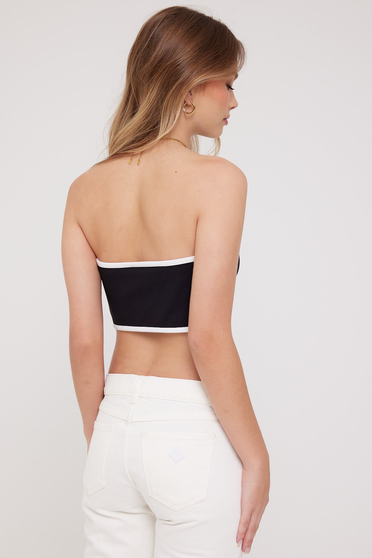 Tommy Jeans Linear 2 Bandeau Top Black