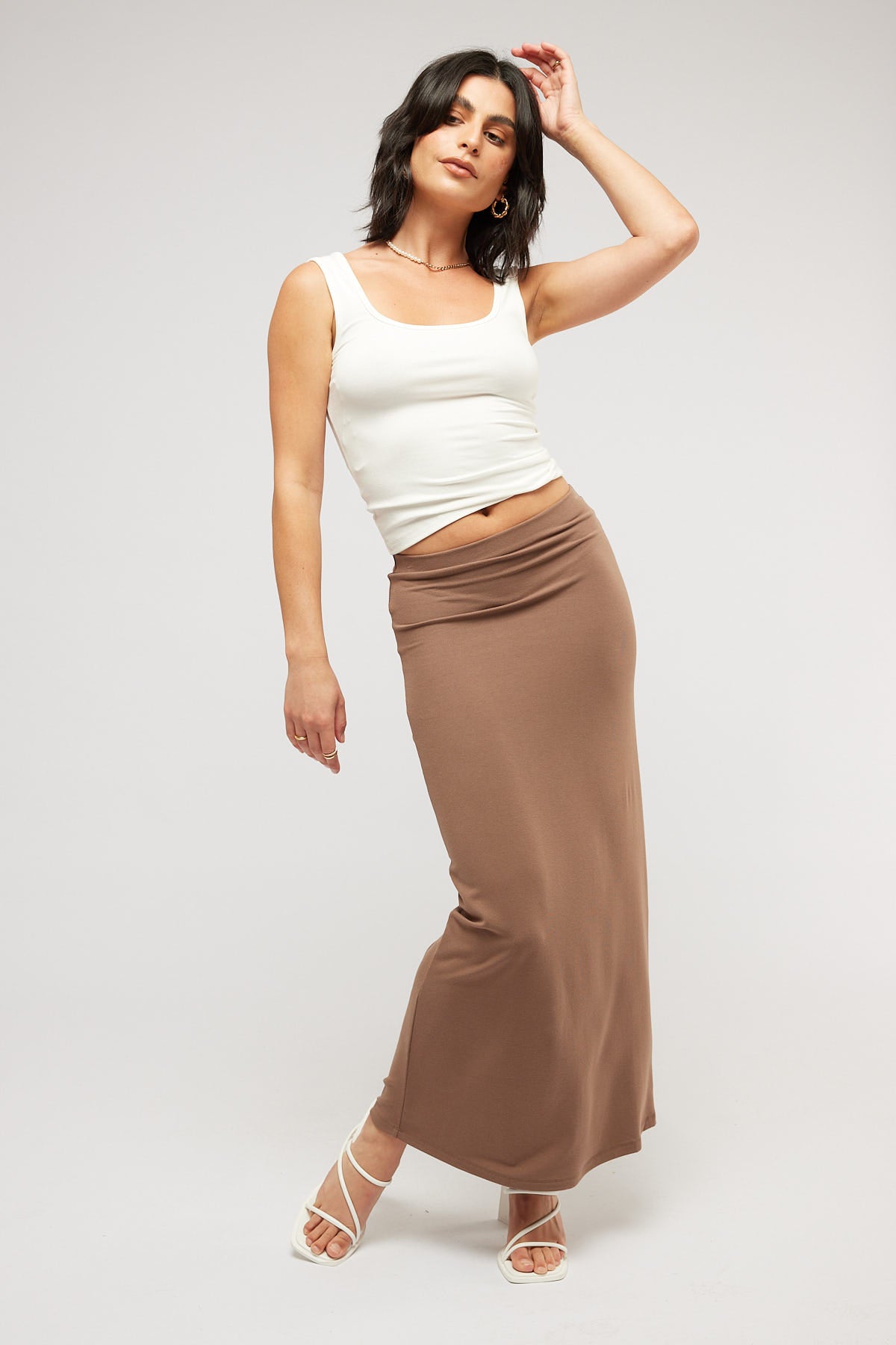 Luck & Trouble Belladonna low rise  Midi Skirt Mocha