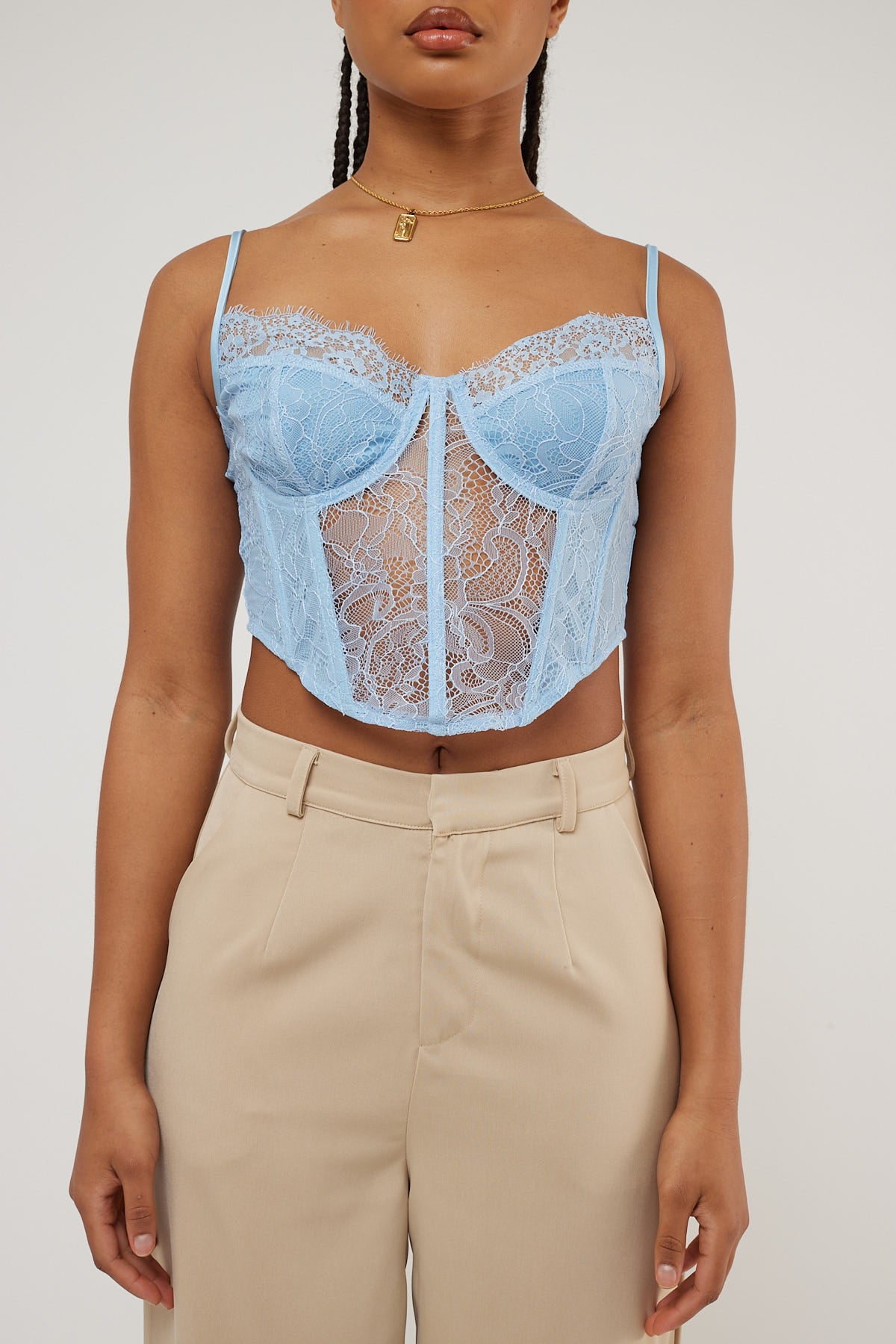 Perfect Stranger Jenna Lace Corset Top Blue