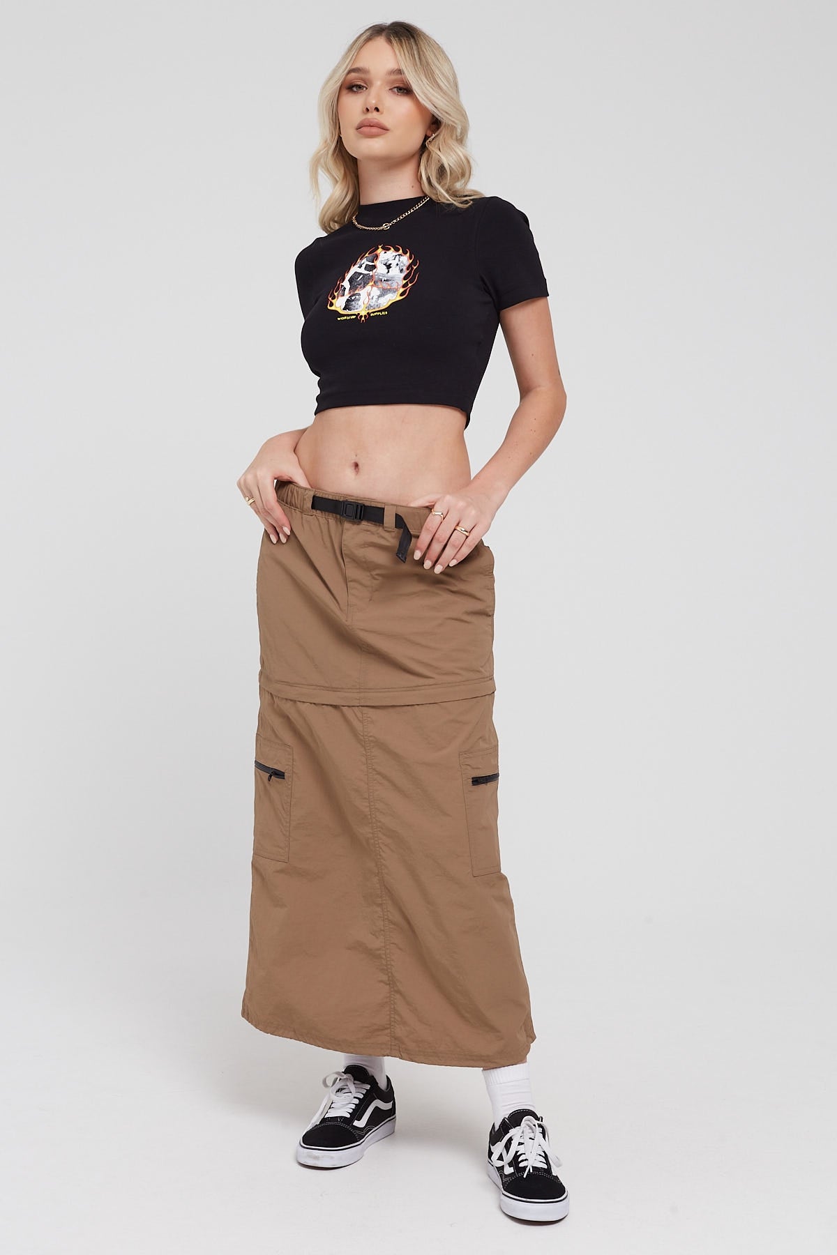 Worship Worship Cargo Maxi Skirt Stone