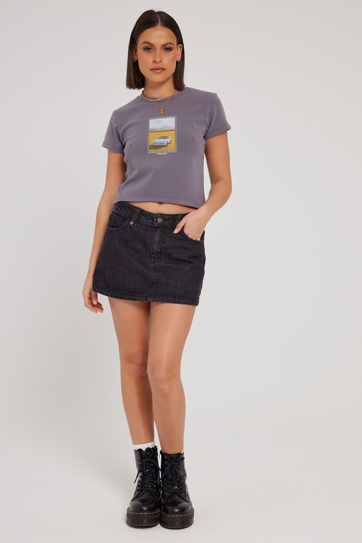 Thrills Sophie Mini Skirt Smoke Black – Universal Store