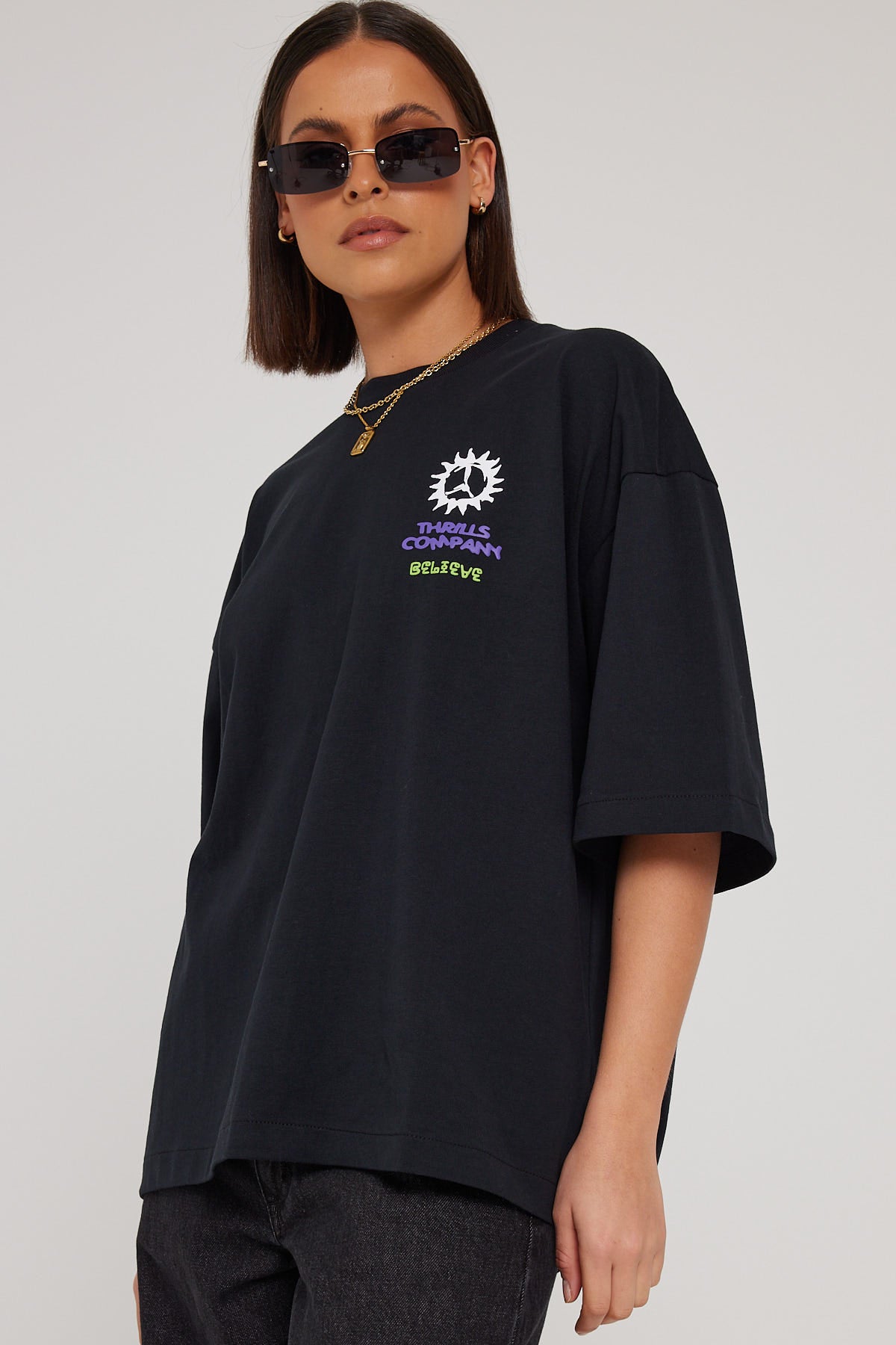 Thrills Escape The Past Box Fit Tee Washed Black