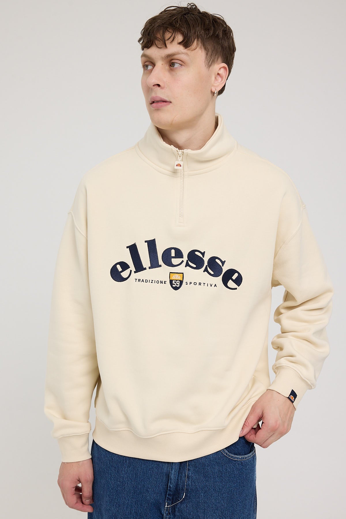 Ellesse Roane 1/4 Zip Track Top Off White