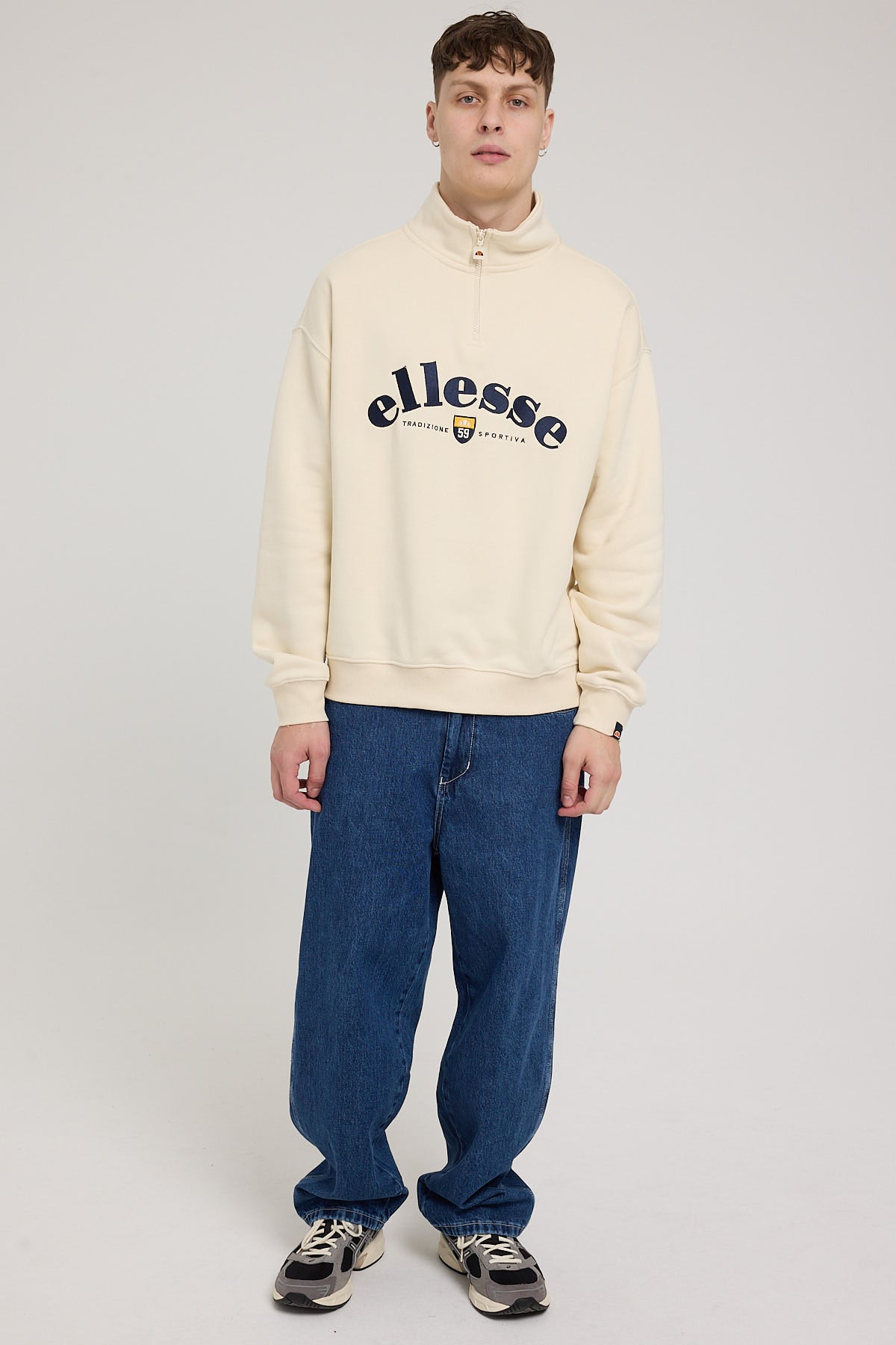 Ellesse Roane 1/4 Zip Track Top Off White