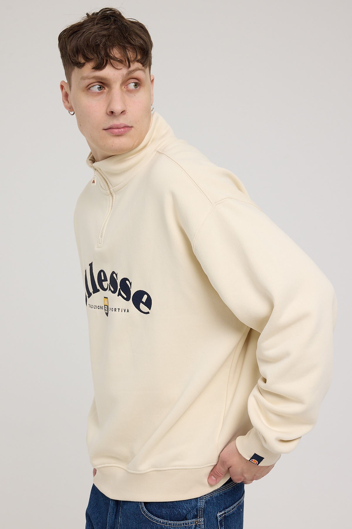 Ellesse Roane 1/4 Zip Track Top Off White