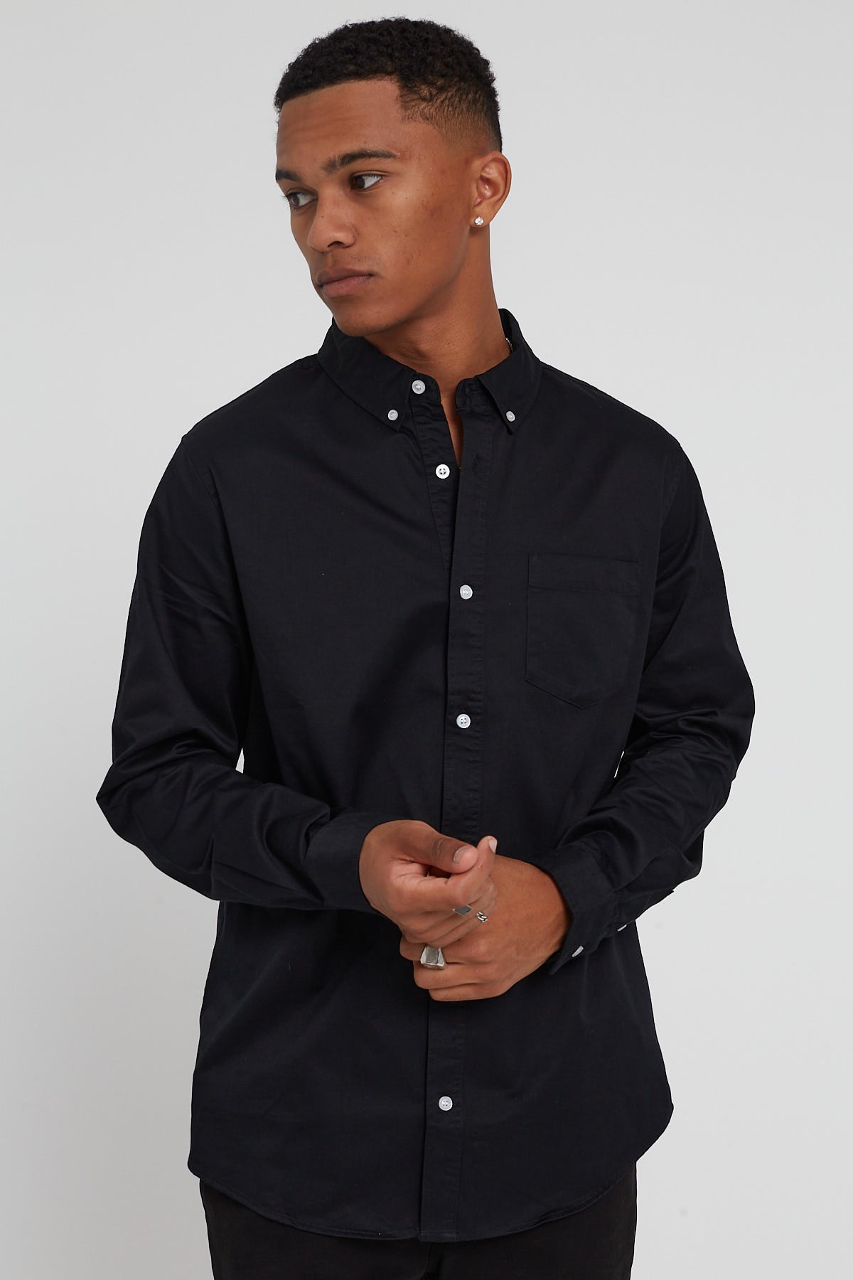 As Colour Denim Wash Long Sleeve Shirt Black – Universal Store