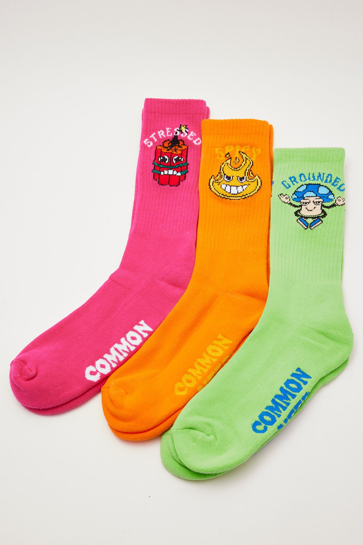 Common Need Psyche Sock 3 Pack Fuchsia/Orange/Lime