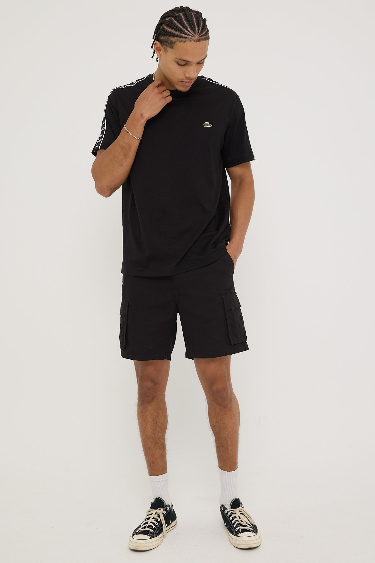 Lacoste Tape Heavy Jersey Tee Black