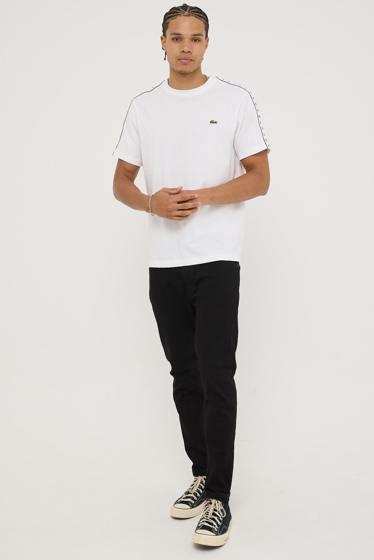 Lacoste Tape Heavy Jersey Tee White