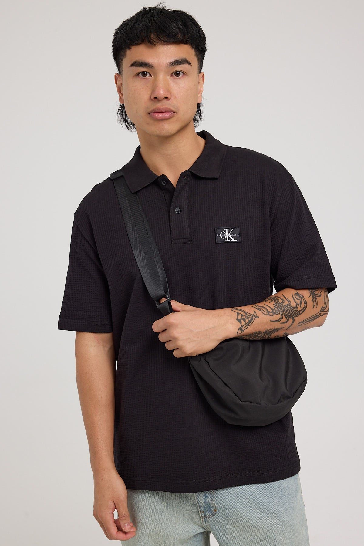 Calvin Klein Texture Polo Shirt Black