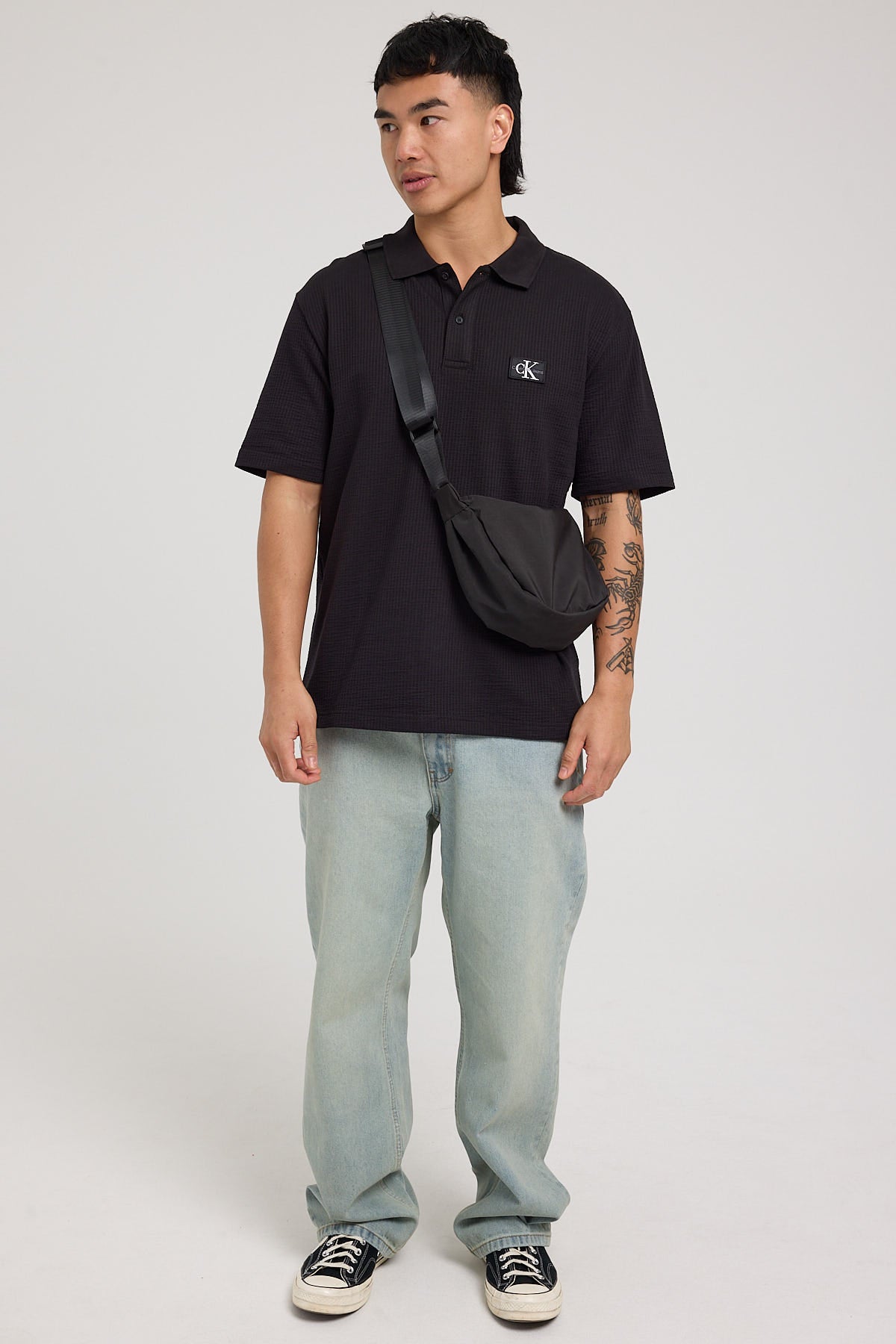 Calvin Klein Texture Polo Shirt Black