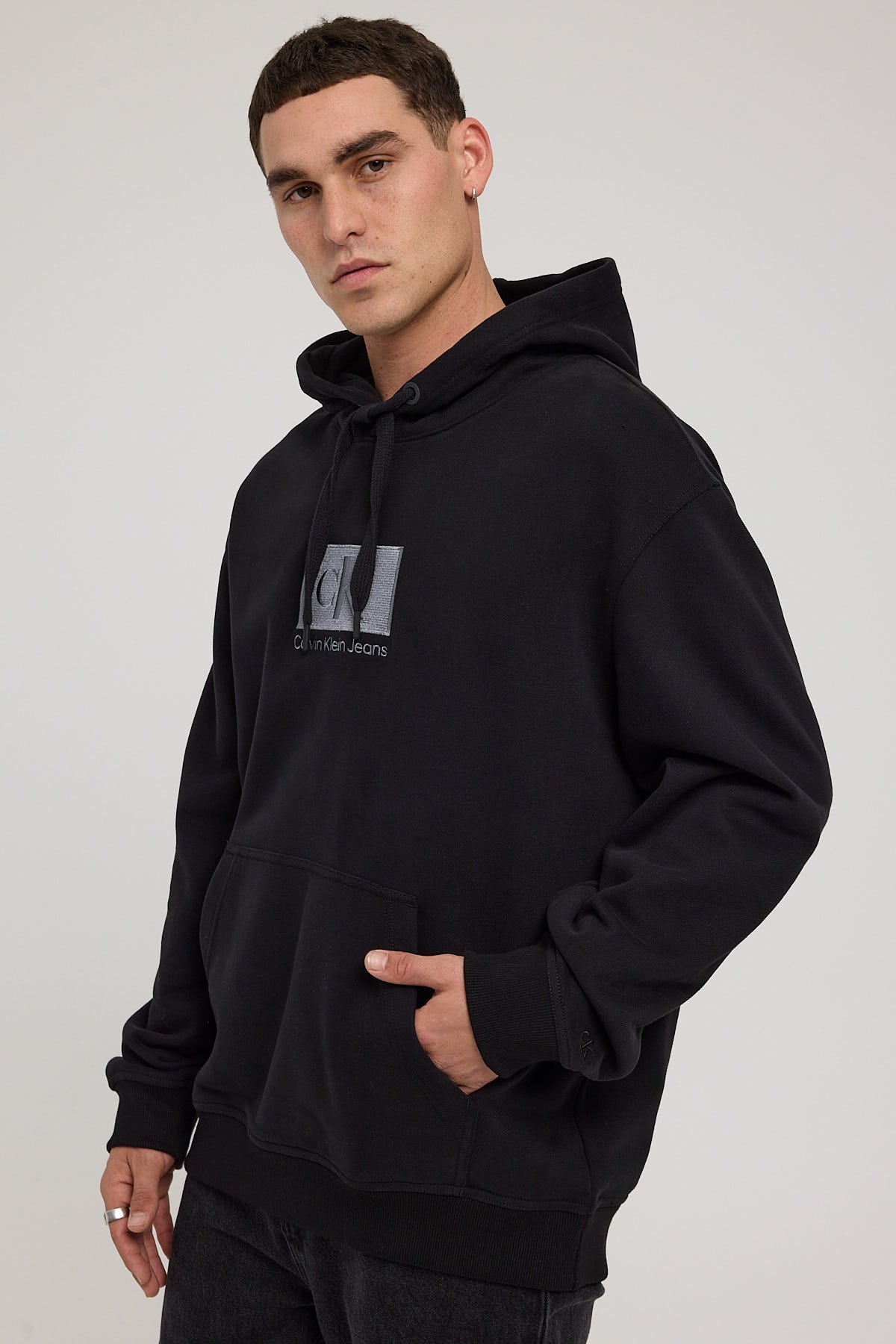 Calvin Klein Embroidery Patch Hoodie Black