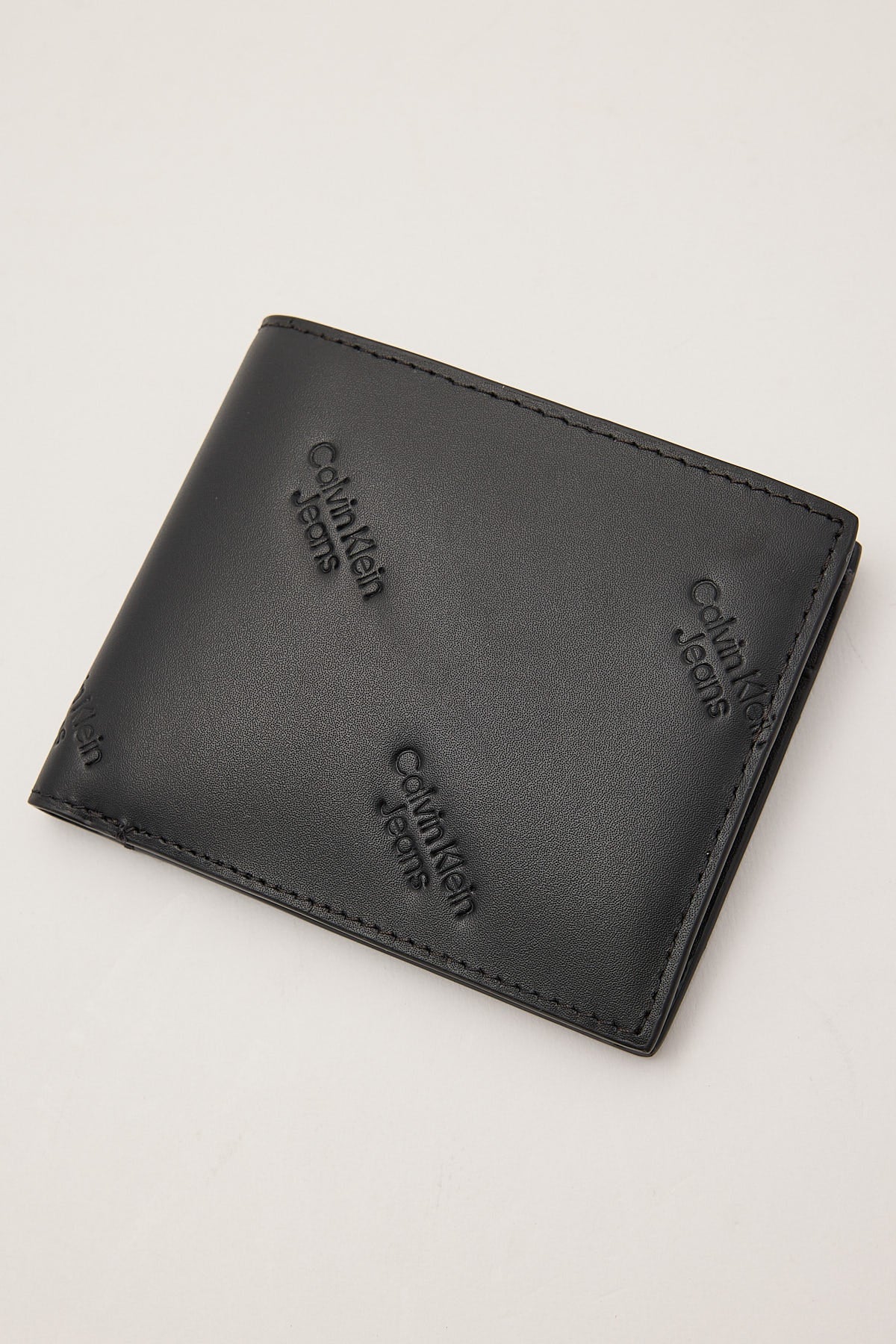 Calvin Klein Logo Print Bifold w/ Coin Black