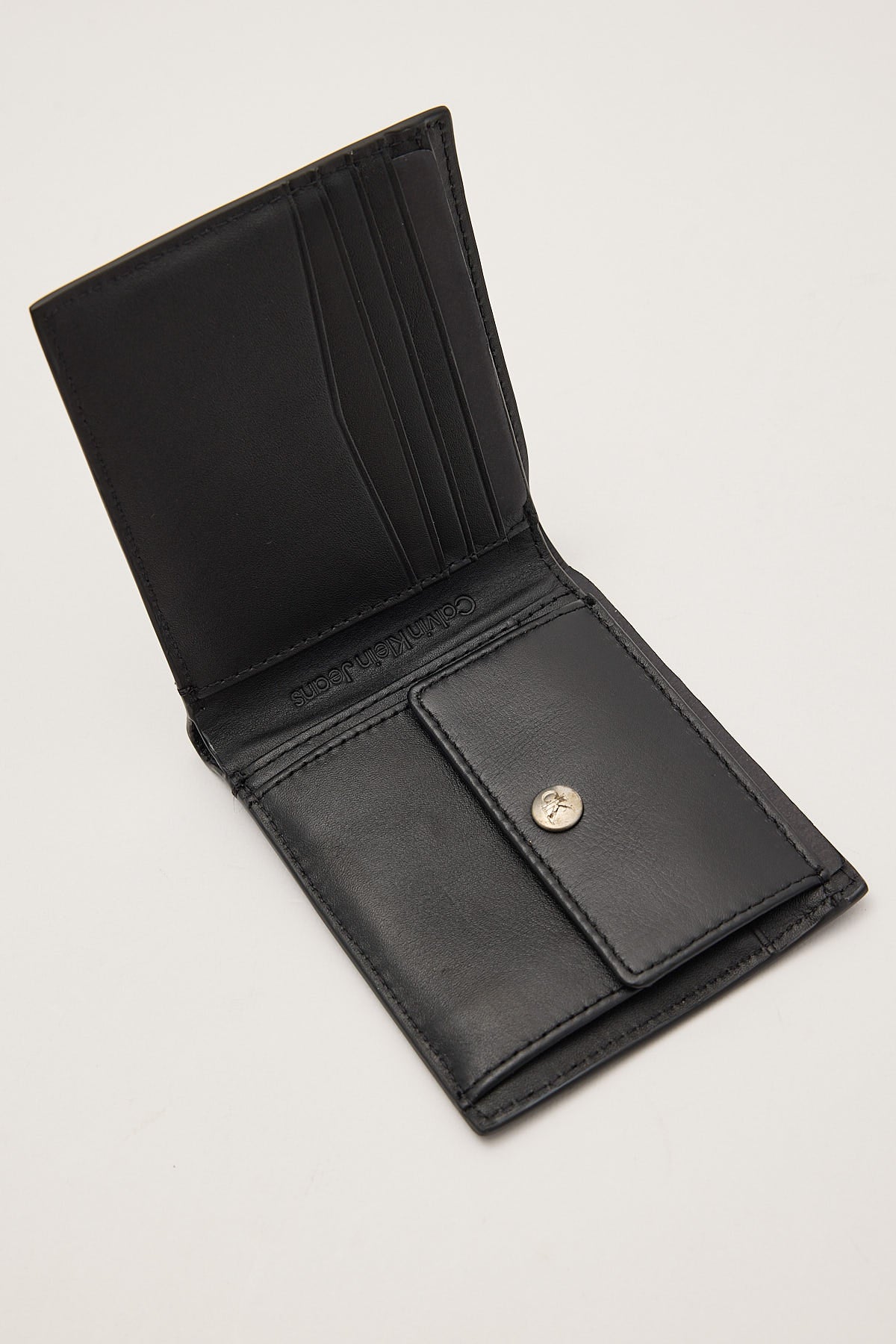 Calvin Klein Logo Print Bifold w/ Coin Black