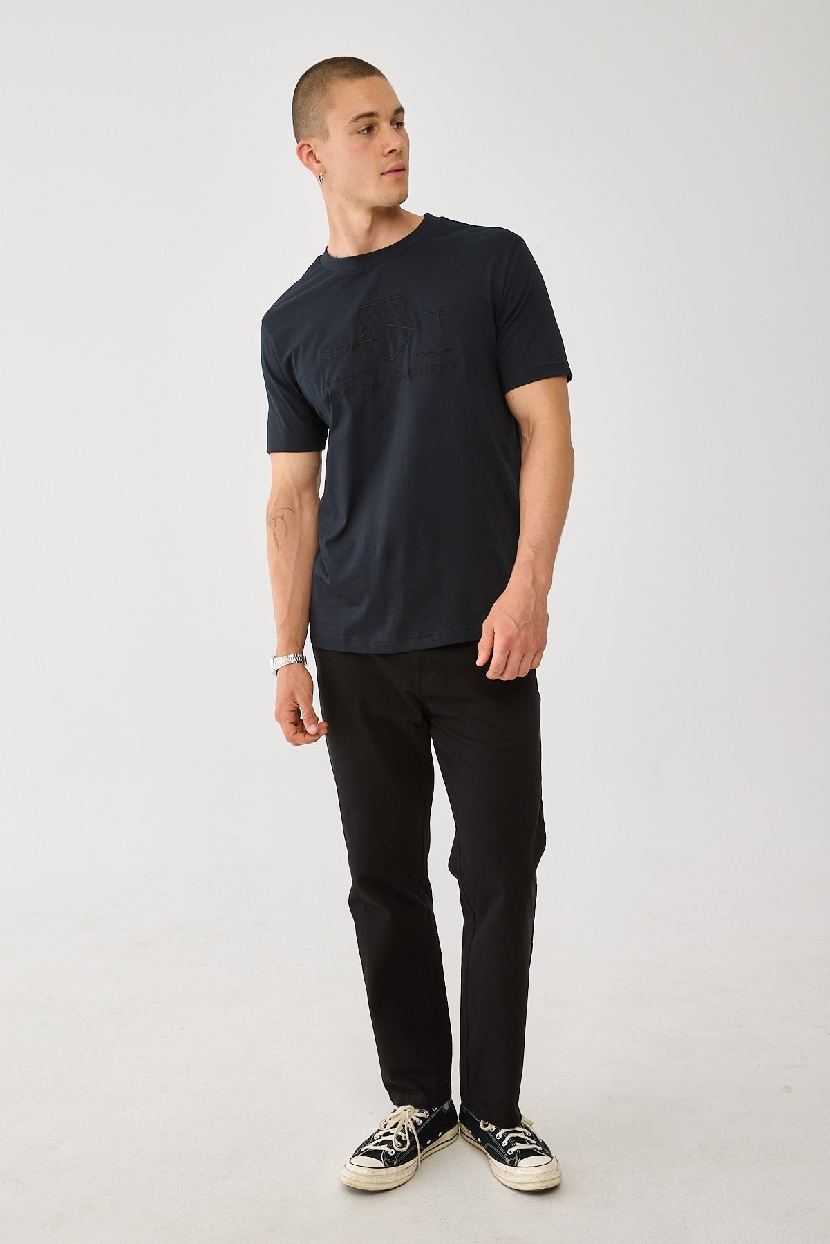 Gant Tonal Shield Tee Black