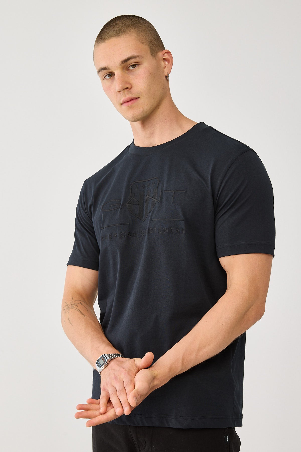 Gant Tonal Shield Tee Black