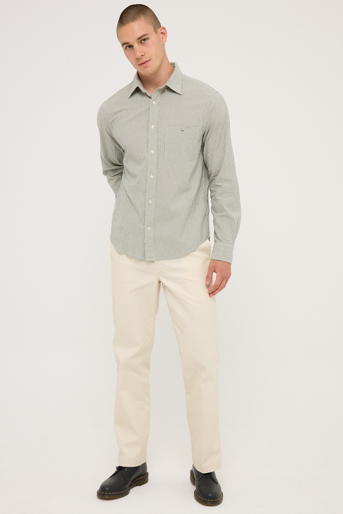 Gant Seersucker Stripe Shirt Pine Green