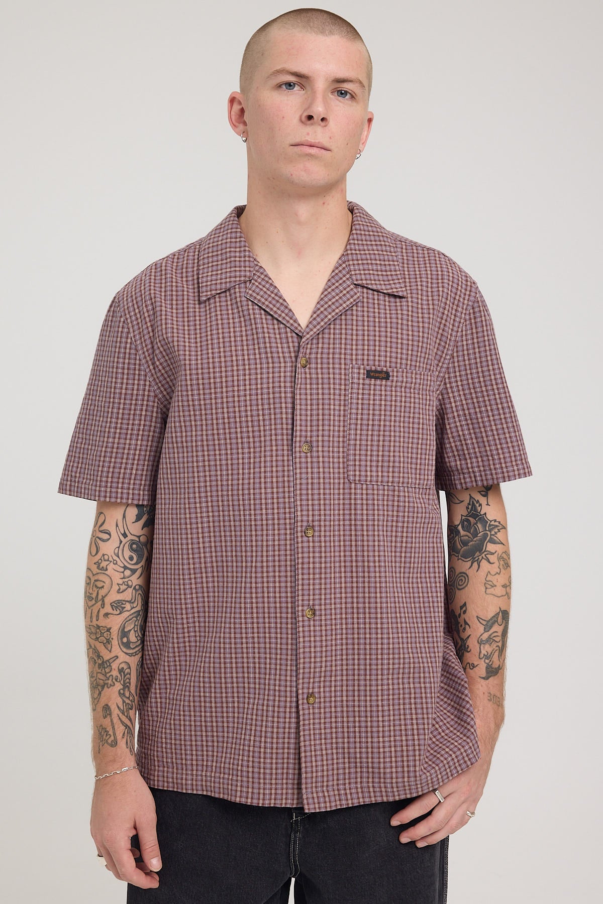 Wrangler Resort Purple Check Shirt Purple Check