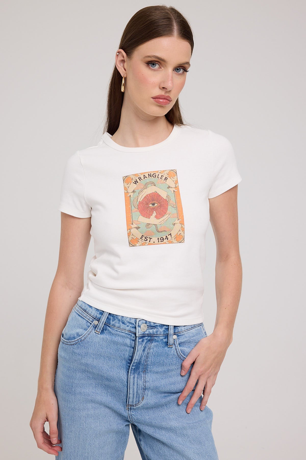 Wrangler Mystic Eye Staple Rib Tee Vintage White