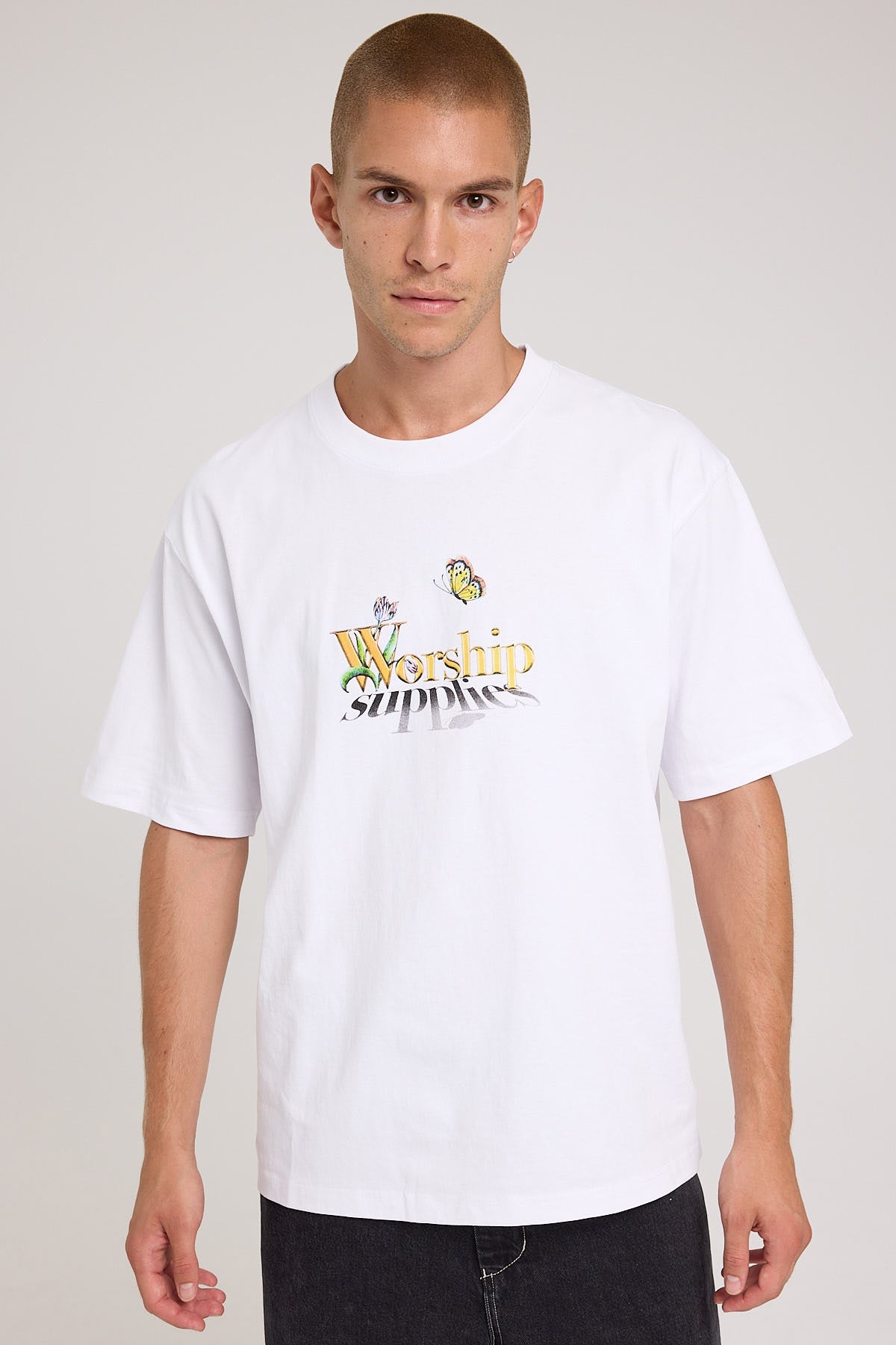 Worship Flutterby Tee White White