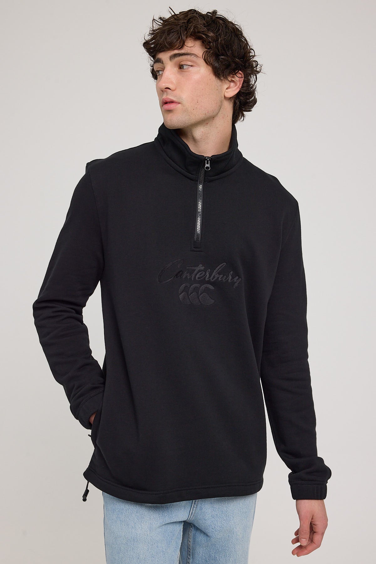 Canterbury Heritage Script Quarter Zip Jet Black