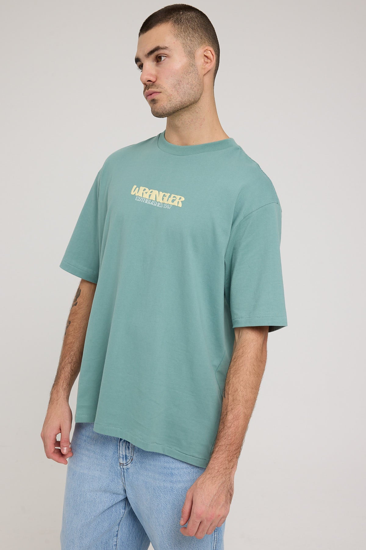 Wrangler Dragon Fly Slacker Tee Overcast Blue