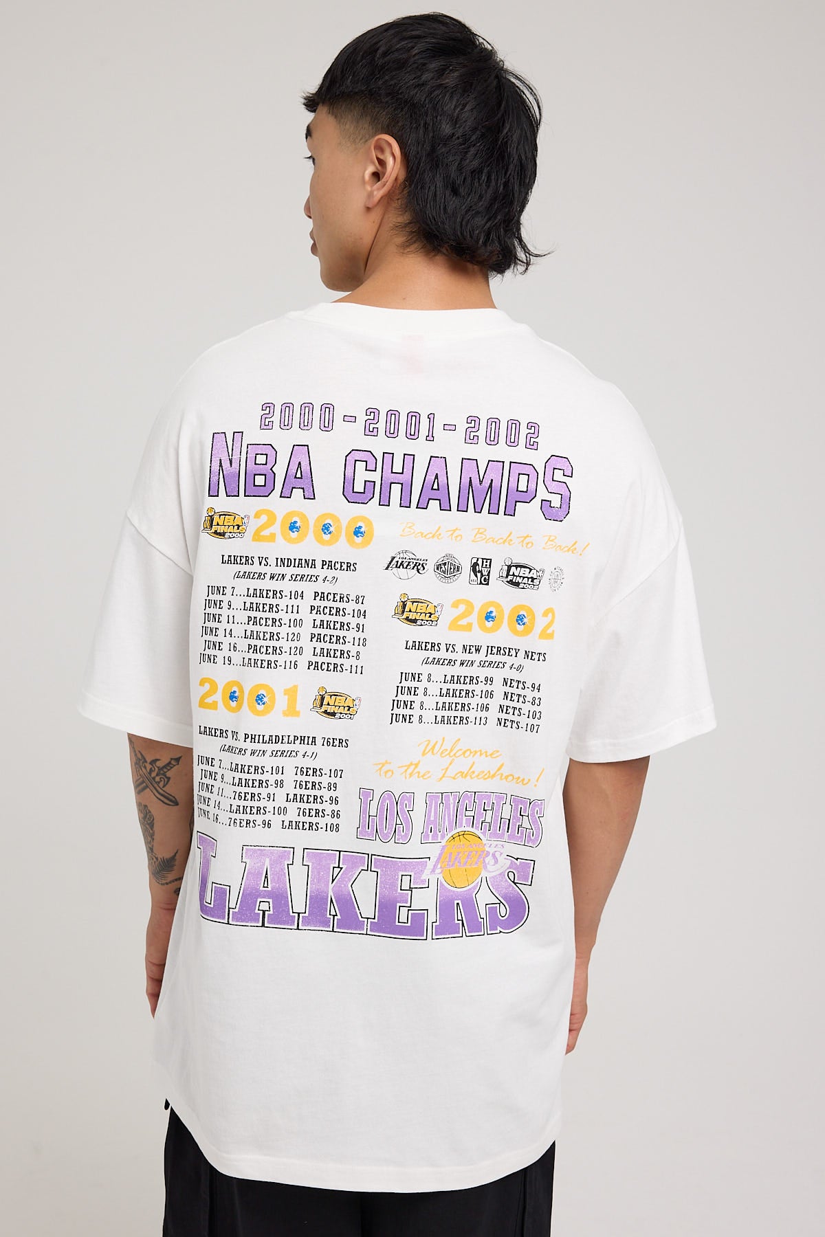 Mitchell & Ness Lakers Champions History Tee Vintage White