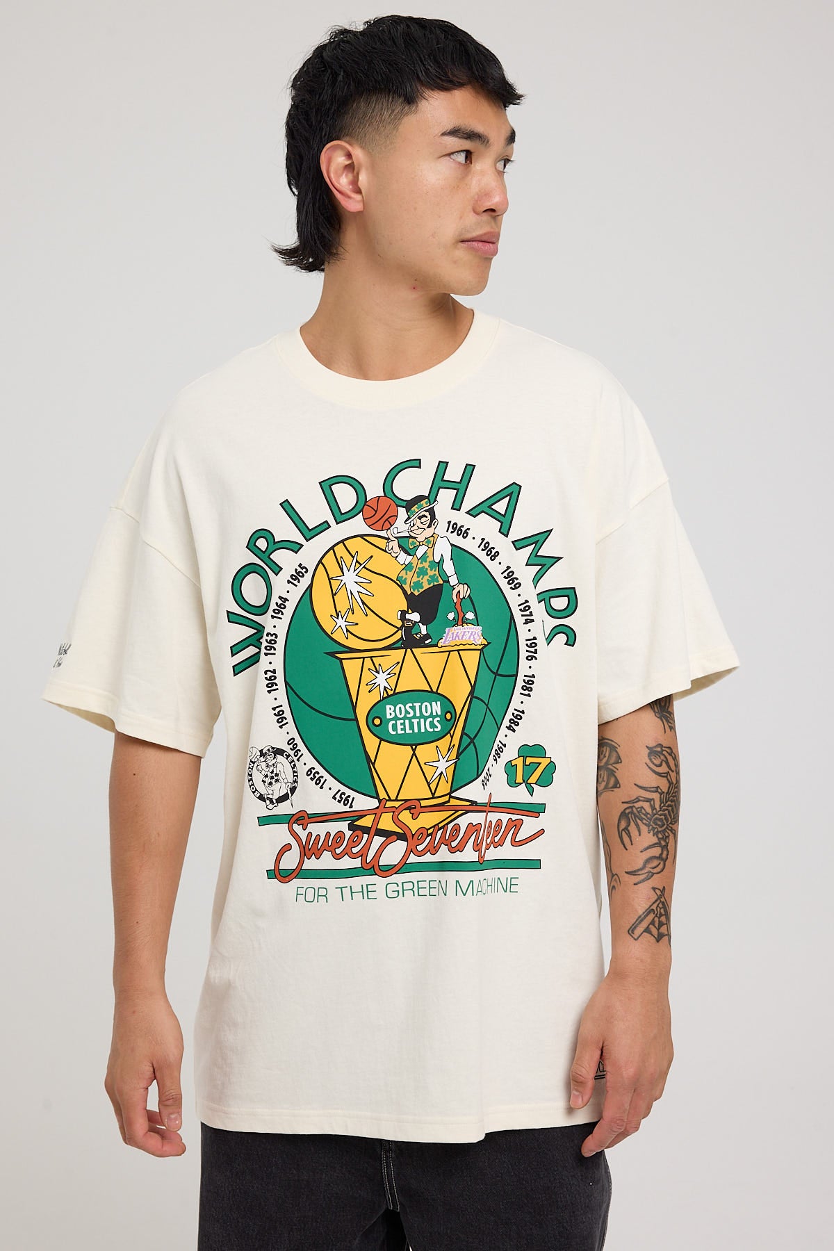 Mitchell & Ness Celtics History of Champions Tee Egret