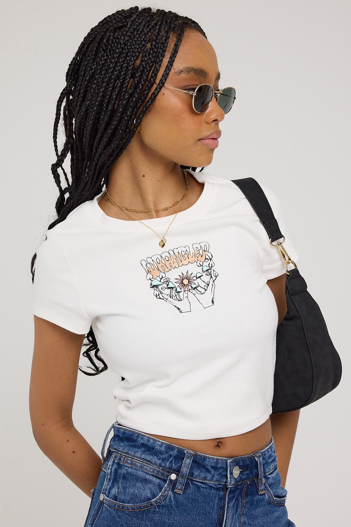 Wrangler Shroom Baby Rib Tee White