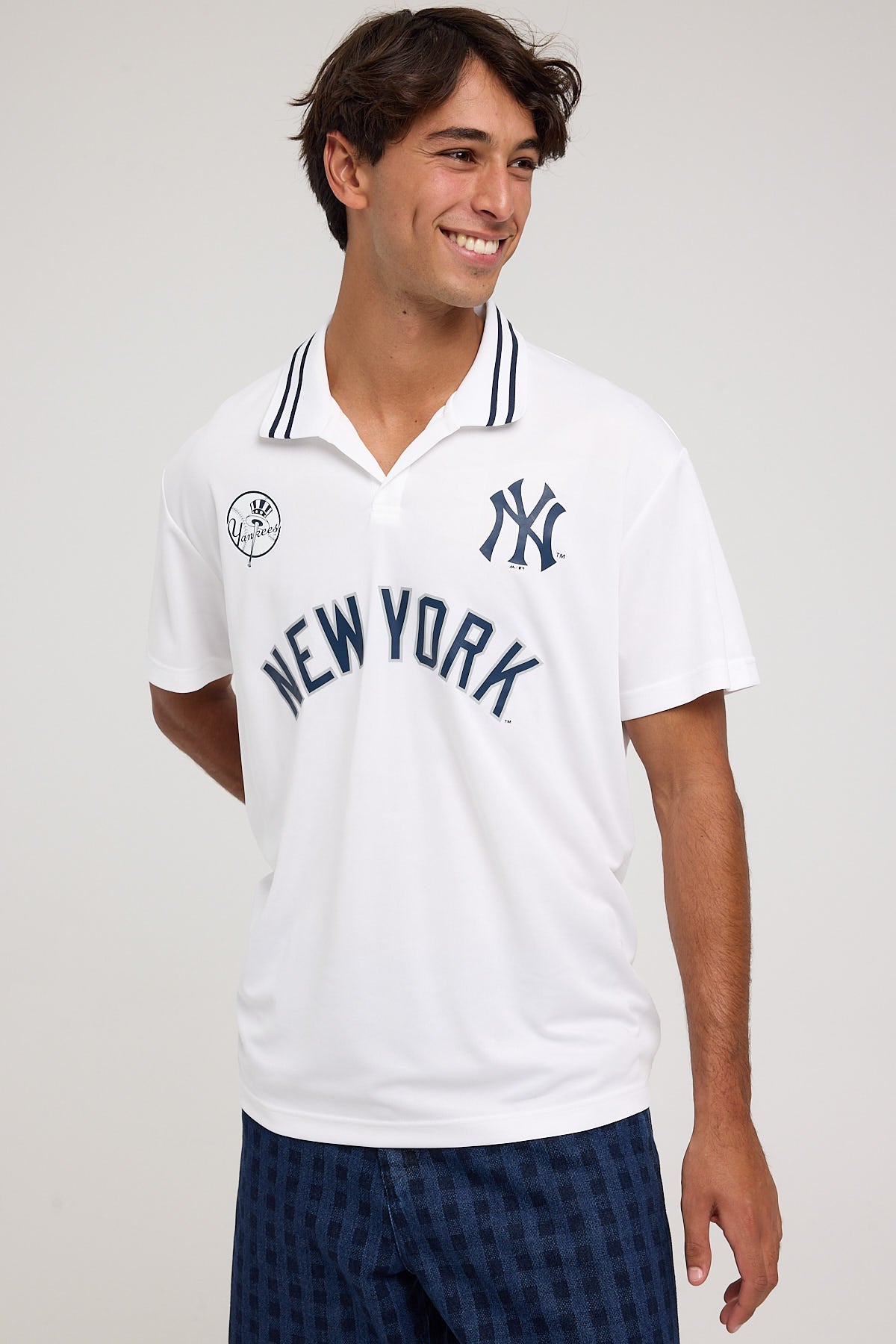 Majestic Athletic MJNY Team V-Neck Collar Jersey White