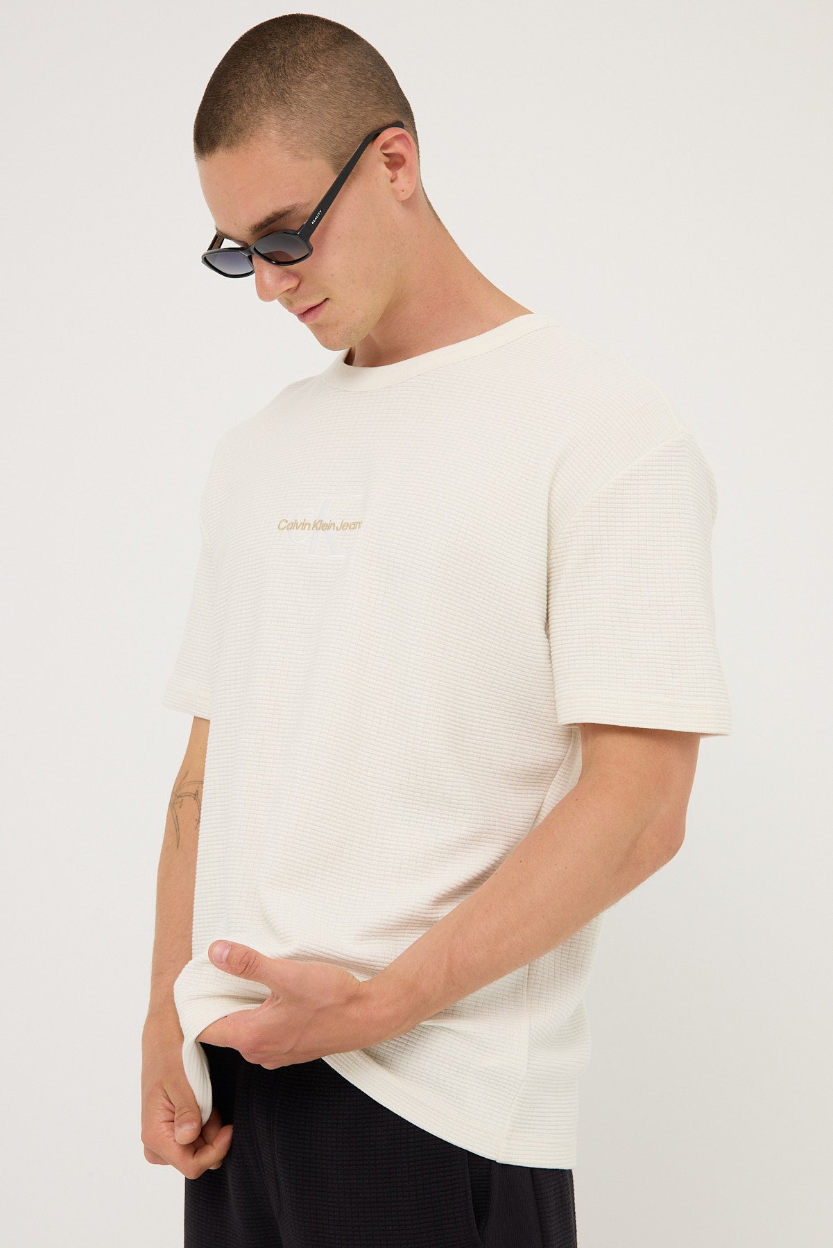 Calvin Klein City Grid SS Tee Ivory