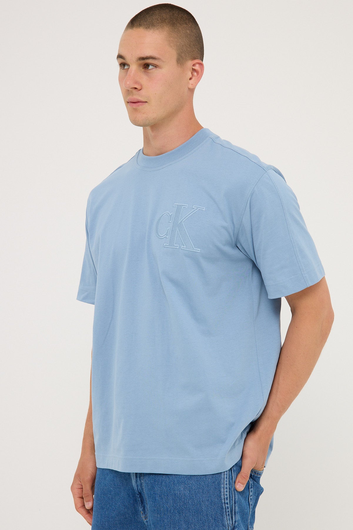 Calvin Klein CK Applique Tee Faded Denim