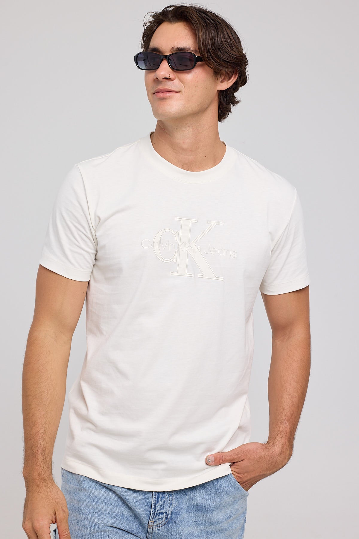 Calvin Klein Monologo Applique Tee Ivory