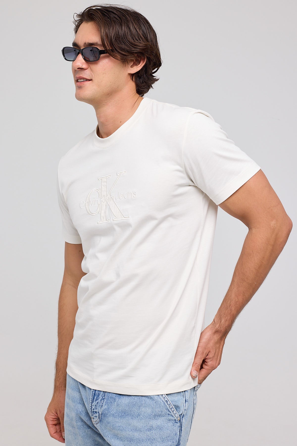 Calvin Klein Monologo Applique Tee Ivory