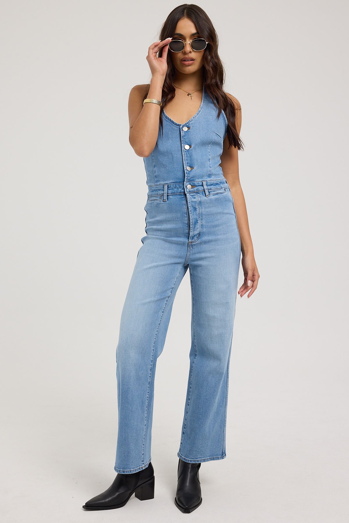 Rolla's Halter Jumpsuit Ranch Mid Vintage Blue