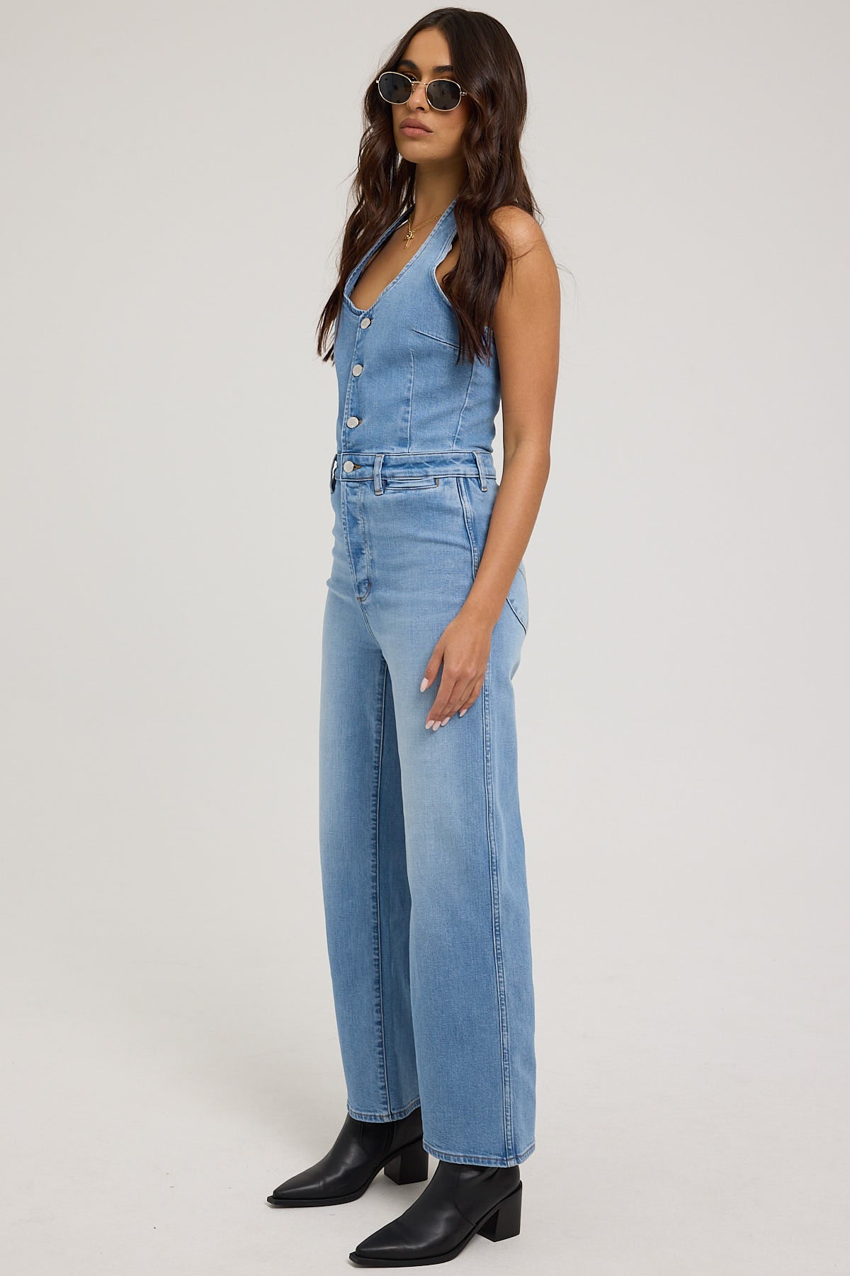 Rolla's Halter Jumpsuit Ranch Mid Vintage Blue