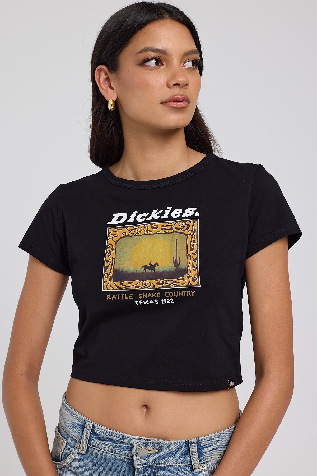 Dickies Rattle Snake Country Baby Tee Black