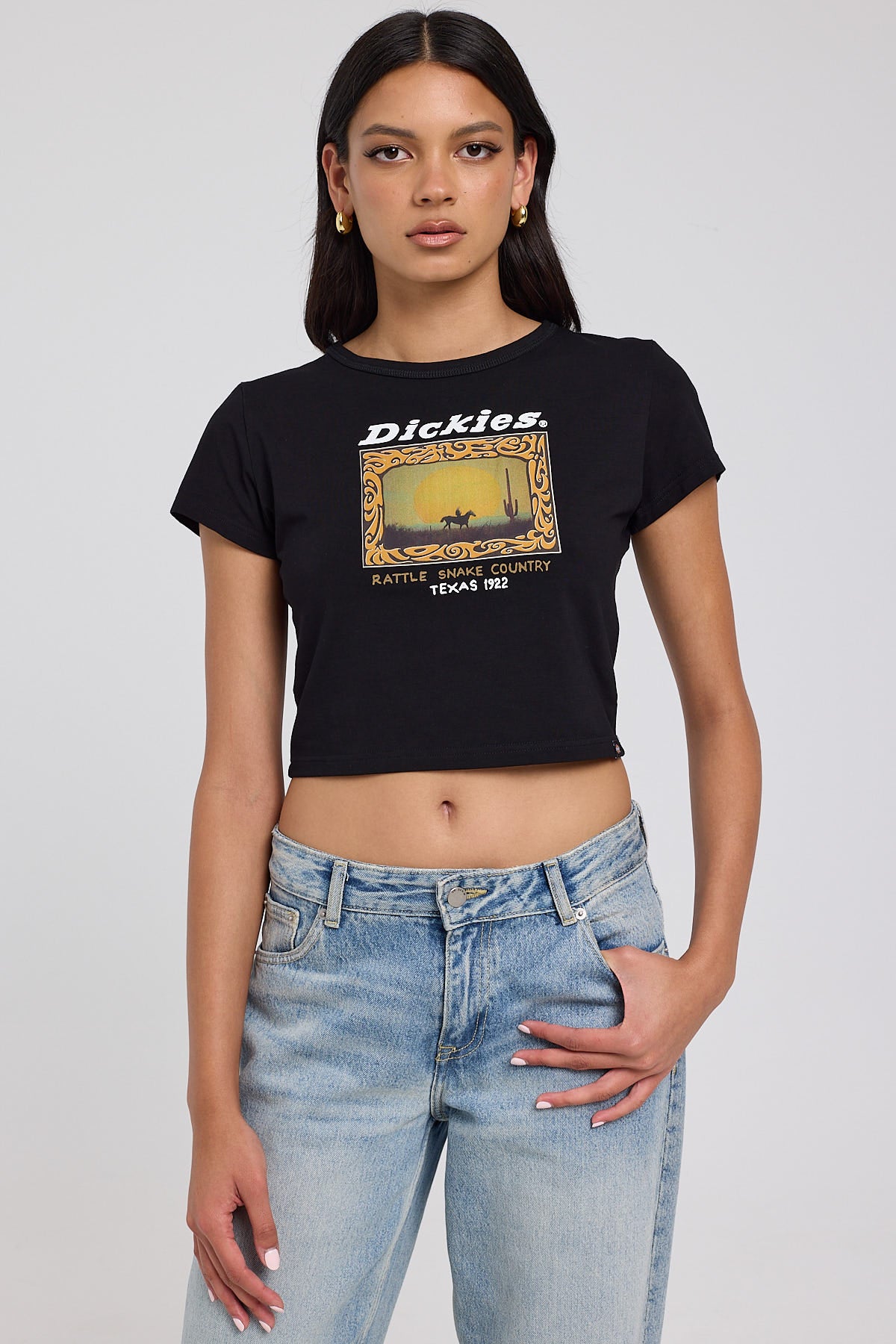 Dickies Rattle Snake Country Baby Tee Black