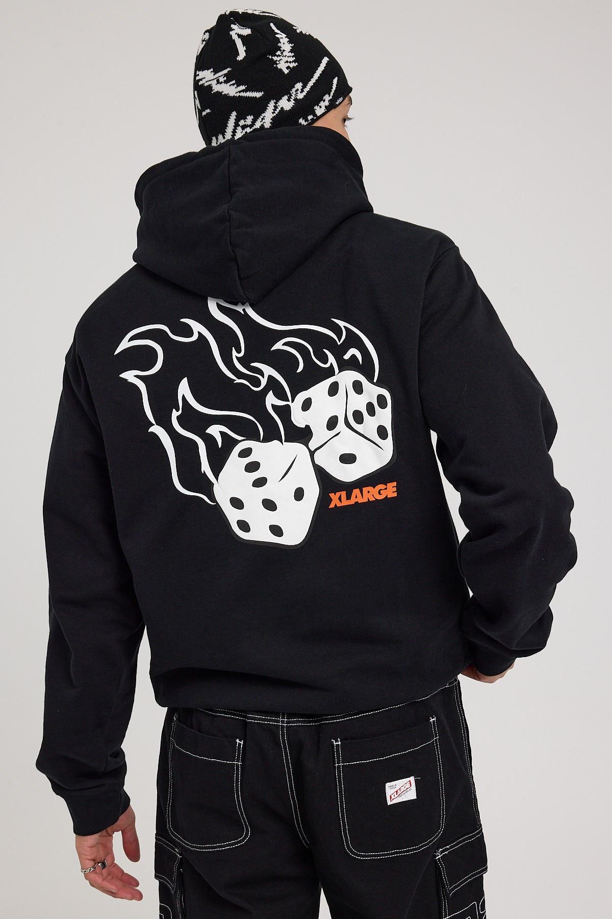 Xlarge Fire Dice Hood Solid Black