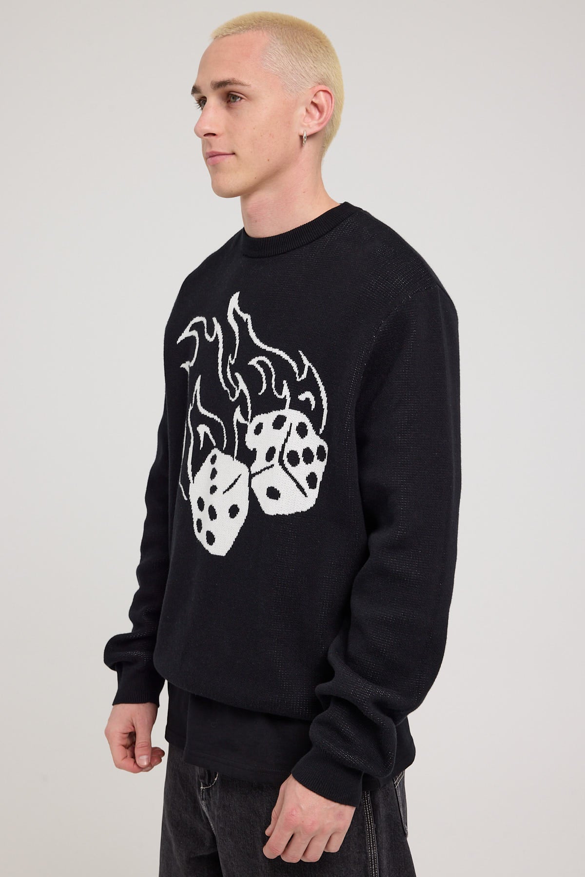 Xlarge Fire Dice Knit Crew Black