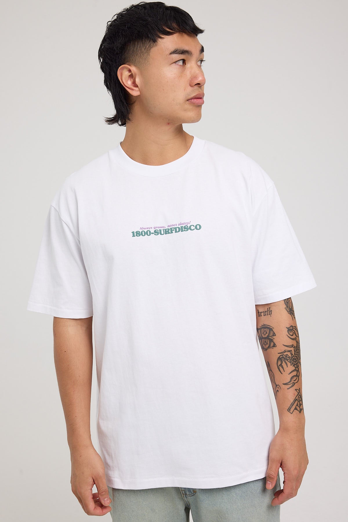 Barney Cools Pizza White Tee White