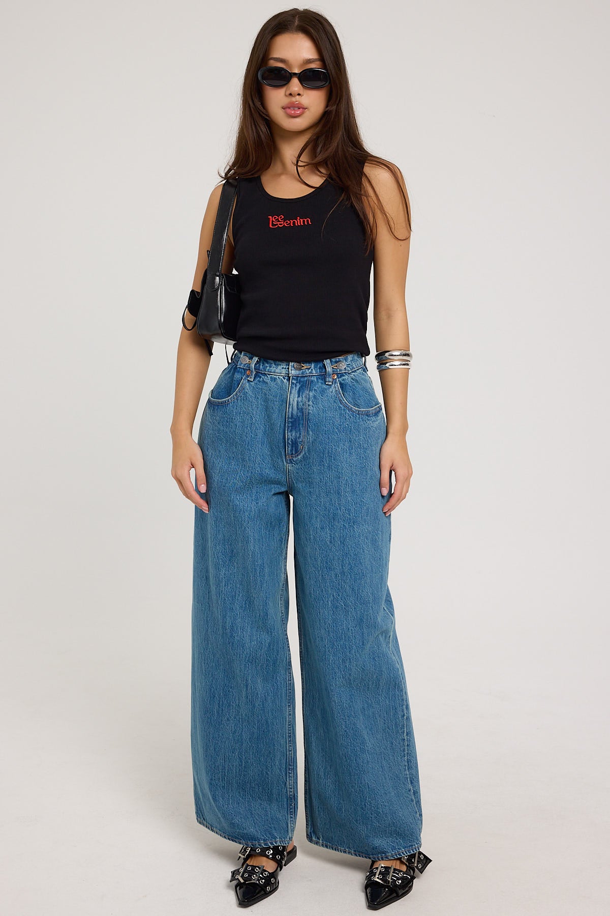 Lee Lee x Gabi Sullivan Signature Adjustable Wide Leg Jean Indigo Pool