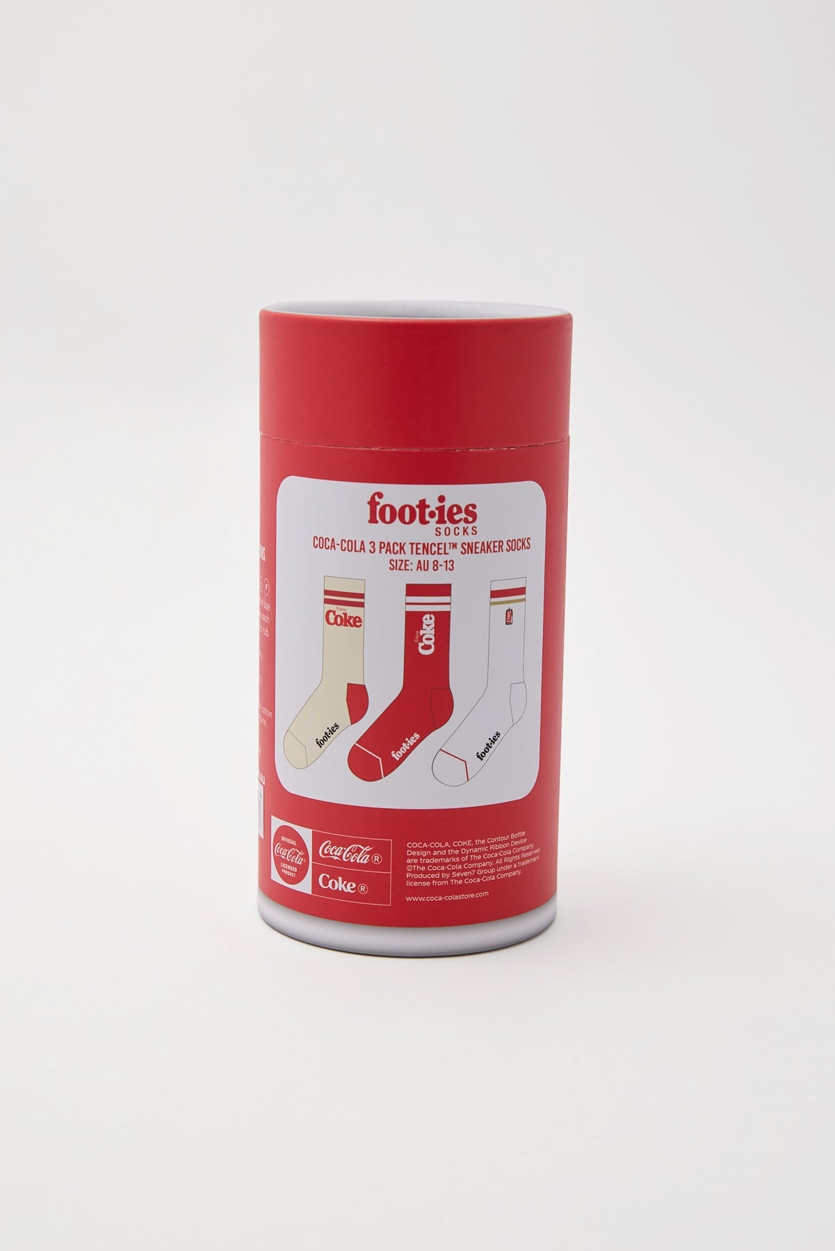 Footies Coke Retro Sneaker Sock 3pk Gift Can Red/Cream/White